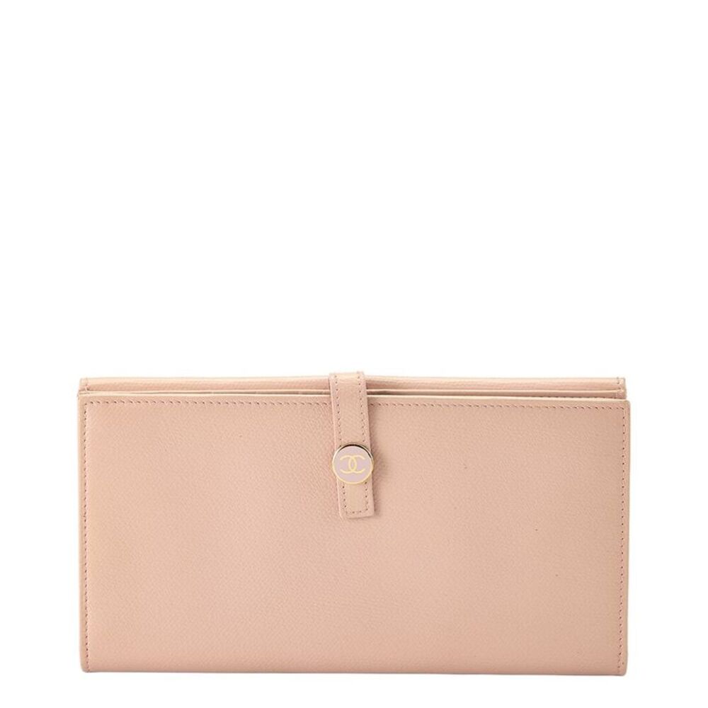 Chanel Pink Calfskin Leather Long Wallet (Authentic Pre-Loved)